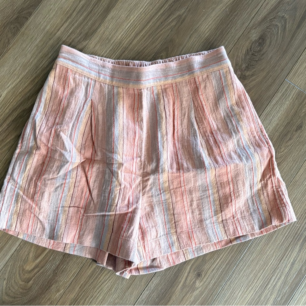 Madewell Clean Pull-On Shorts In Ground Clay Linen Cotton Blend Women Sz S EUC - Picture 2 of 5